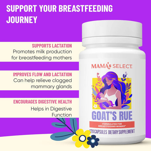 Mama's Select Organic Goats Rue Capsules for Breast Milk Production Non-GMO, Vegan, Gluten- Free Lactation Support