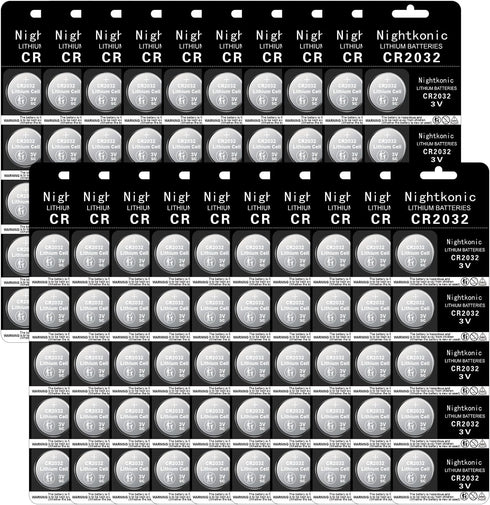 100 pcs Pack - CR2032 Battery, 3 Volt Lithium Coin Cell Batteries