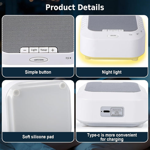 LSXKAMIX 28 3 Noise Sound Machine with Soothing Sounds Night Light White Noise Machine for Adults Baby Kids Sleep