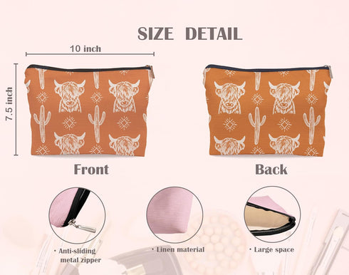 Western Makeup Bag, Western Gifts for Women, Cowgirl Stuff, Cow Makeup Bag - COW A