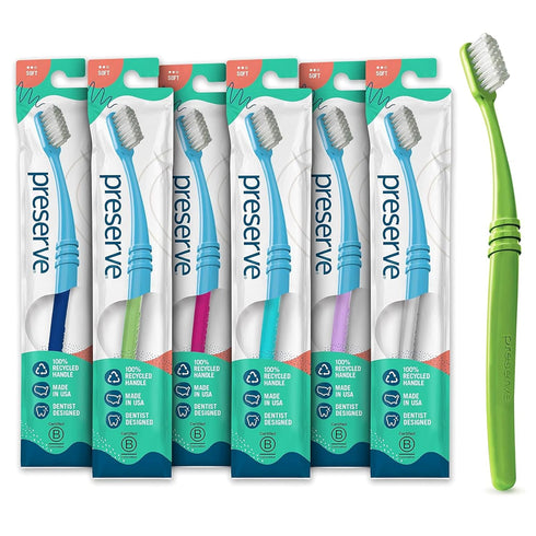 Preserve Eco Friendly Adult Toothbrushes, Made in The USA from Recycled Plastic,