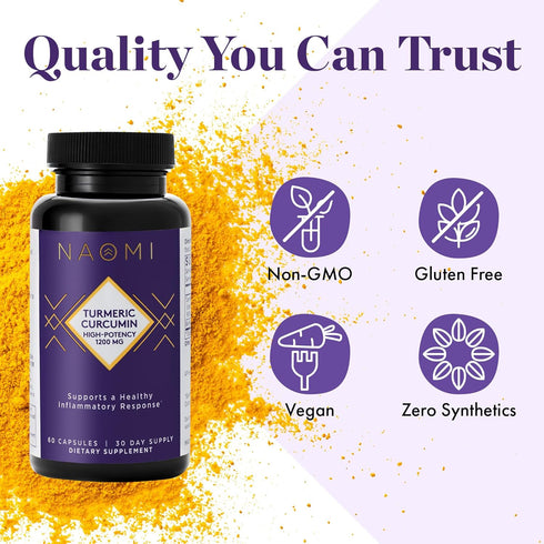 NAOMI Turmeric Curcumin 1000mg, 95% Curcuminoids, BioPerine for Joint Support, High Absorption