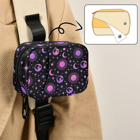 Travel Pill Organizer Bag Weekly Pill Organizer Case Moon Sun Stars Portable Small Daily Pill Boxes for Vitamin Fish