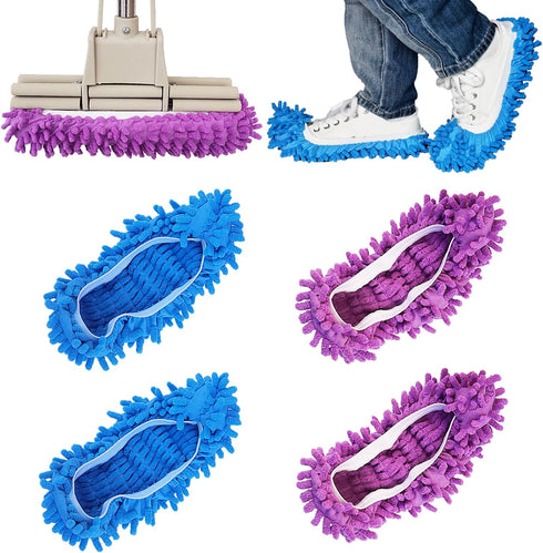 HDongany 2 Pairs (4 Pieces) Mop Slippers, Multi-Function Reusable Microfiber Dust Mops, Floor