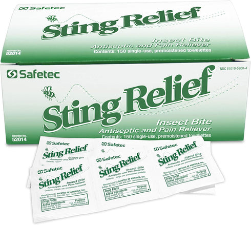 Safetec Sting Relief Wipes - 150 Count Box