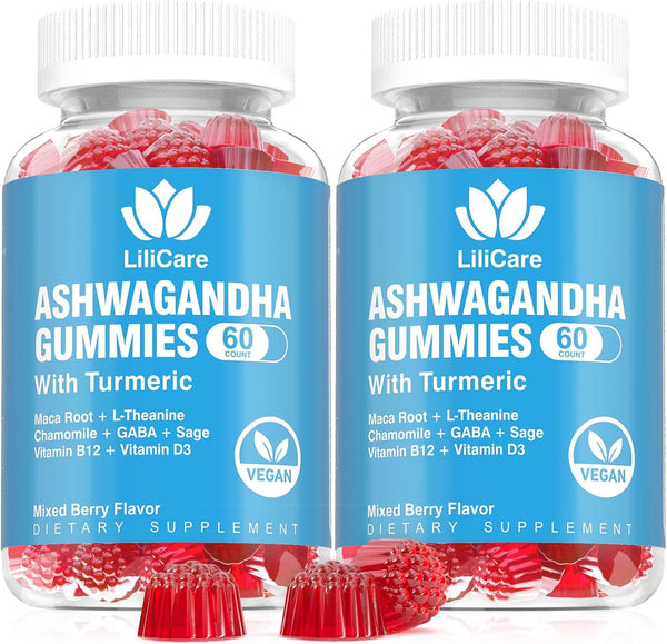 2 Pack Ashwagandha Gummies for Immune Support, 2000mg Organic Ashwa Root Extract Supplement - 120 Count