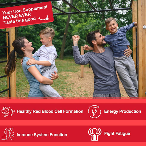 Vegan Iron Gummies Supplement for Women with Vitamin C, Beet Root, Vitamin B12, Folate for Energy Boost (60 Cts)
