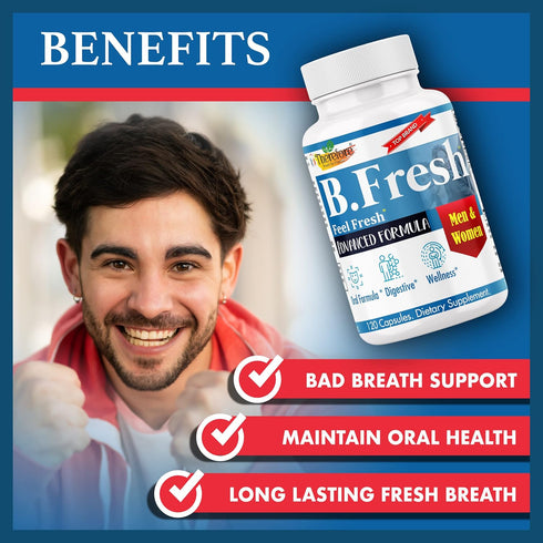 Therefore B. Fresh Oral Health Probiotics for Bad Breath Support, Dental Probiotic Mouth Probiotics - 120 Capsules