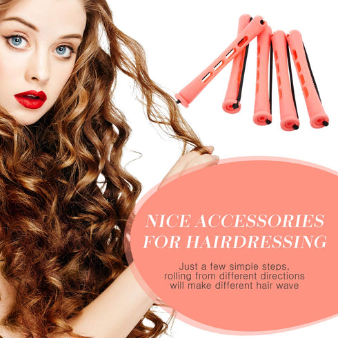 WILLBOND 48 Pieces Plastic Pink Perm Rods, Long Variety Hair Perm Rods for Women Hairdressing Styling Tools