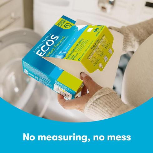 ECOS Laundry Detergent Sheets, Vegan, No Plastic Jug, Liquid Free, Hypoallergenic, Magnolia & Lily, 64 Sheets