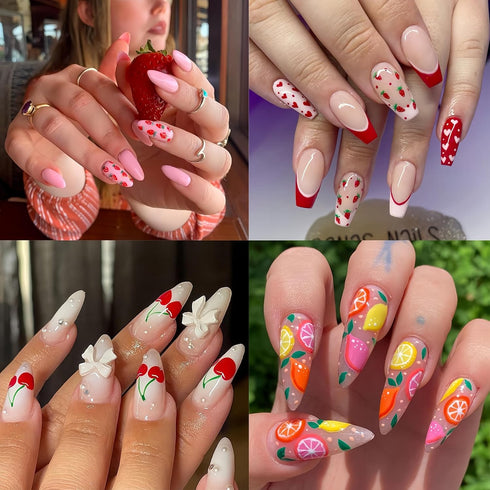 6 Sheets Fruit Nails Stickers, Summer Nails Art Stickers, 3D Self Adhesive Colorful Fruit Nail Decals for Women