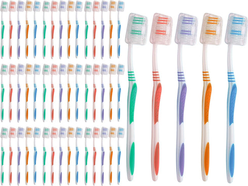 Urban Essentials Bulk Toothbrush Package with Covers, 50 Pack, Extra Soft Toothbrush