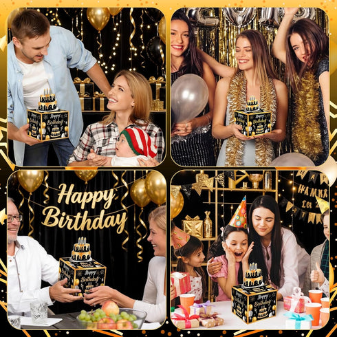Lemicin 50 Set Birthday Money Gift Box for Cash Surprise Money Roll Gift Box with Pull Out Card and Transparent Bags