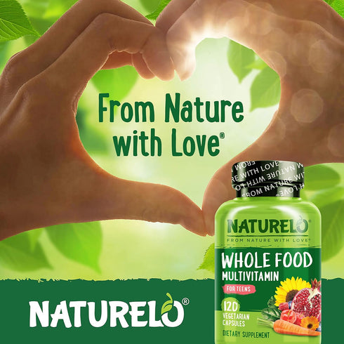 NATURELO Whole Food Multivitamin for Teens - Vitamins & Minerals for Teenage Boys & Girls, Non-GMO, Vegan & Vegetarian