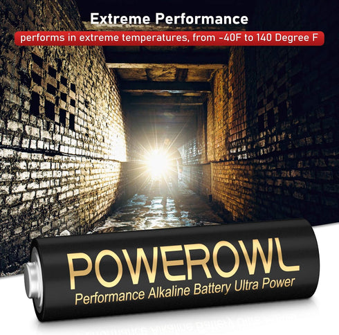 POWEROWL High-Capacity Alkaline AA AAA Batteries Combo Pack of 16 - Long Lasting with 10-Year Shelf Life