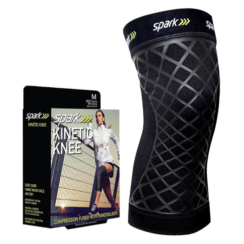 Spark Kinetic Knee Sleeve - Compression Knee Brace for Women & Men, Embedded Kinesiology Tape for Knee Support