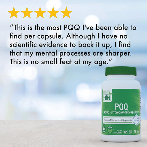 Health Thru Nutrition PQQ 40mg - 30 Servings of Pyrroloquinoline Quinone as PureQQ - Certified Vegan Capsules