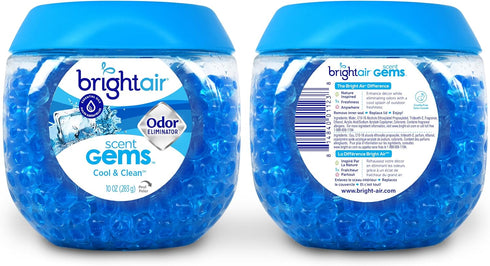 Bright Air Scent Gems, For Small to Medium-Size Spaces, Cool & Clean Scent, 12 oz. Each, Case of 6, Odor Eliminator & Air Freshener, Natural Essential Oils, Lasts Up to 45 Days Each
