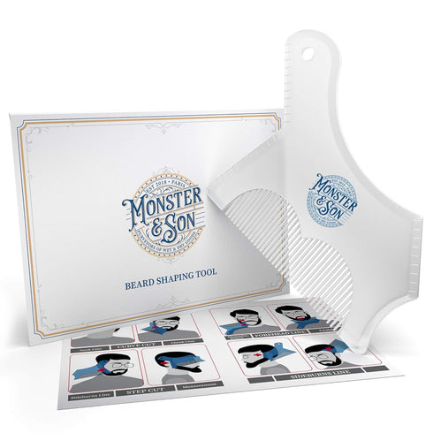 Monster&Son Beard Shaping Tool for Men - Classic Oversized Design, Clear Stencil Shaper for Perfect Symmetry
