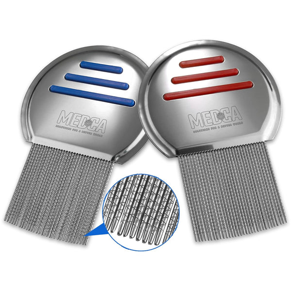 Lice Comb - Pack of 2 Stainless Steel Professional Combs for Lice Treatment, Best Results for Kids & Adults