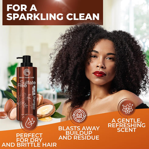 Moroccan Argan Oil Shampoo - Sulfate Free Hydrating Treatment for Curly, Frizzy, Damaged Hair