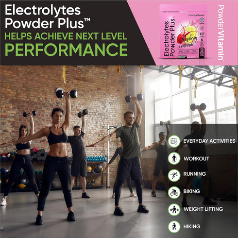 Electrolytes Powder Plus, 50 Servings, Raspberry Lemonade, Zero Calorie, 1000mg Potassium