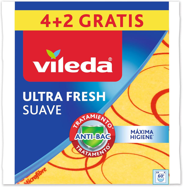Vileda 142010 Soft Cloths, 30% Microfibre, Pack of 4 Plus 2 Free by Vileda