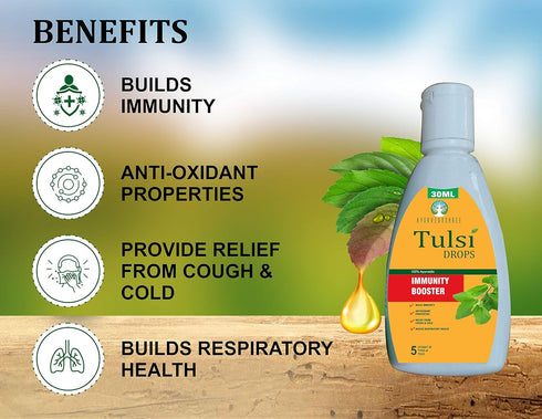 Tulsi Drops Natural Immunity Booster Pack - Certified 5 Different Rare Tulsi, Holy Basil Drops, 30 ML