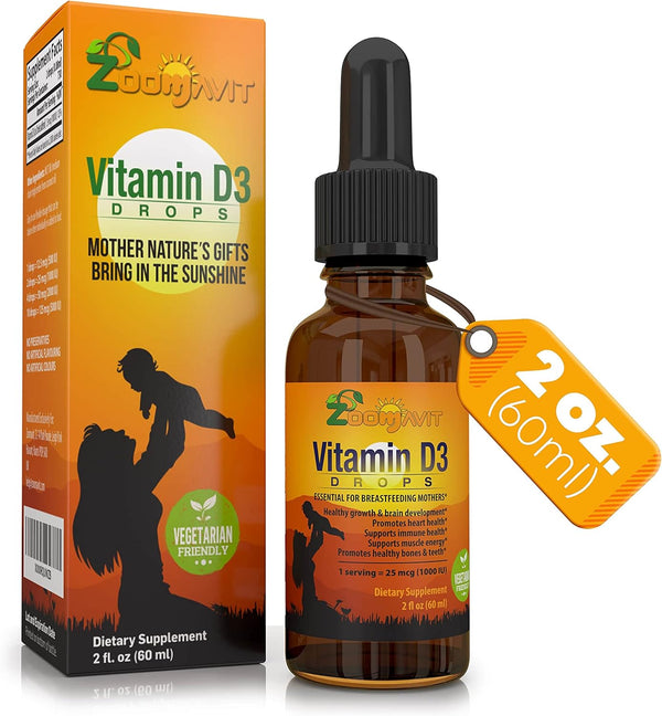 Vitamin D Drops for Infants - 1000 IU Baby Vitamin D3 Liquid, 2 Fl Oz - Organic with Max Absorption for Kids