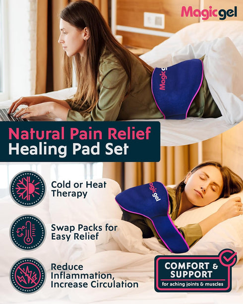 Magic Gel Ice Pack for Back Pain Relief, 2 Pack Lower Back Wrap for Hot or Cold Therapy