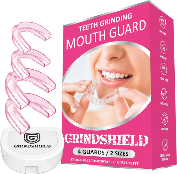 Small Mouth Guard for Women – 2 Sizes, Custom Fit, Non-Bulky, 4 Mouth Guards for Teeth Grinding & Case
