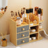 Makeup Organizer Countertop, Cosmetic Skincare Organizers With 3 Makeup Brush Holders/3 Drawers/7 Storage Shelves, Elegant Bamboo Make Up Storage Organizers Holder For Counter Vanity Dresser Bathroom by X-cosrack