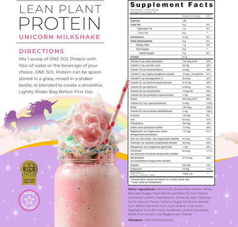 One Sol Protein Powder, Lean & Low Carb, Gluten Free, Lactose-Free, No Sugar Added, Vegan Friendly