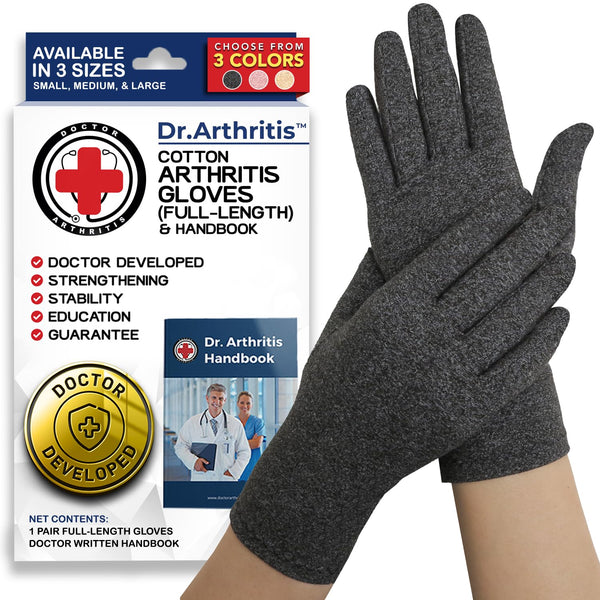 Doctor Developed Compression Gloves - Full Finger Gloves for Raynauds & Arthritis for Women & Men with Handbook (M,