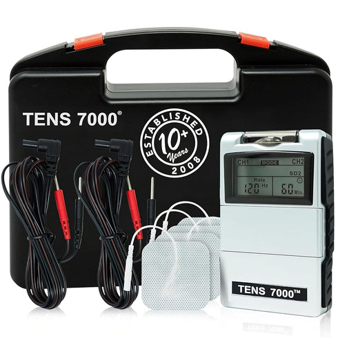TENS 7000 Digital Muscle Stimulator Unit with Accessories for Back, Shoulder, Neck, Sciatica, Nerve, and Hip Pain Relief