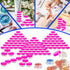 MotBach 100 Pcs 3g Empty Plastic Containers with Lids, Tiny Makeup Sample Containers, Pink Round Jars