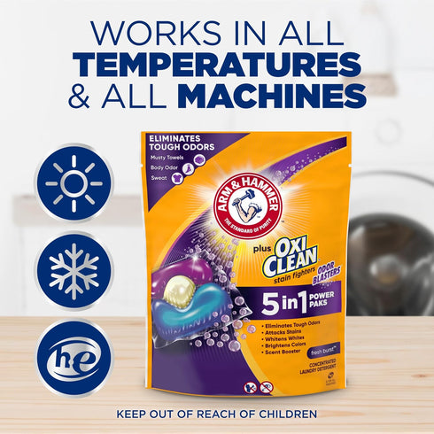 HAMMER 5-IN-1 72 ARM & Plus OxiClean With Odor Blasters Laundry Detergent, Power Paks, Ct