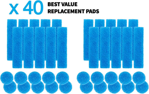 SnowTree BoroBuddy Replacement Pads, Pack of 40 - 20 Circular and 20 Rectangular Scrubbing Sponge Pads