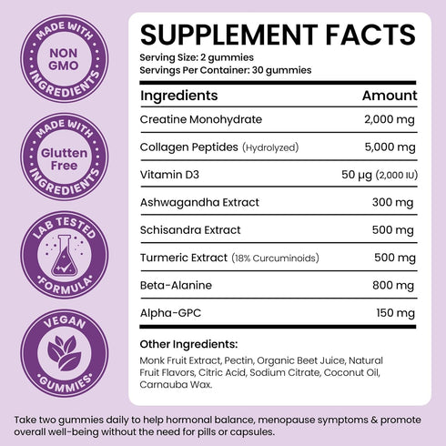 Gummy 60 Gummies Menopause Supplements for Women | Menopause Vitamins | Relief for Hot Flashes, Night Sweats & Mood