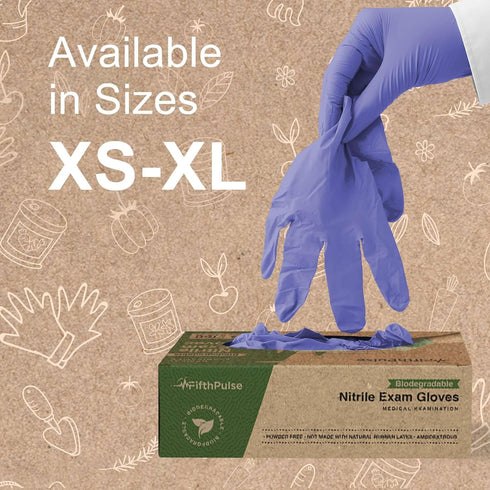 FifthPulse Biodegradable Disposable Nitrile Gloves, 150 Count Green Food Safe Cooking Gloves, Powder and Latex Free