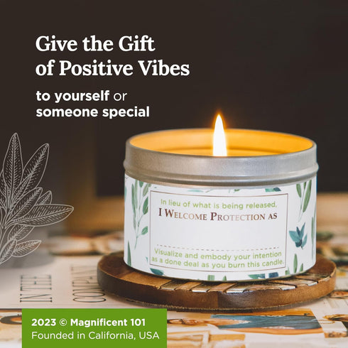 Magnificent 101 Long Lasting Sage + Eucalyptus Scented Smudge Candle - 6 Oz, 35 Hour Burn, Soy Wax