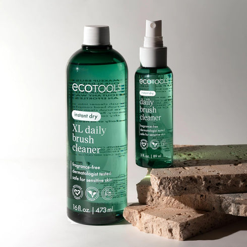 EcoTools Daily Brush Cleaner - Quick Drying Makeup Brush Cleanser Spray, Fragrance Free, Travel Size, TSA Approved