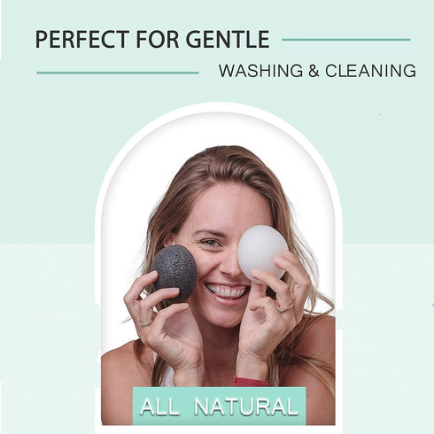 pureSOL Activated Charcoal Konjac Sponge, 100% Natural, Eco-Friendly Facial Sponge for Acne, Exfoliating