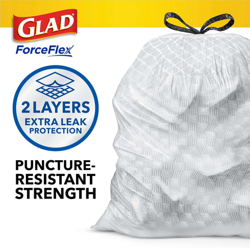 Glad Trash Bags, 13 Gallon ForceFlex Tall Kitchen Drawstring Garbage Bags, 40 Count, Package May Vary