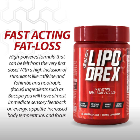 iSatori Lipo-Drex Fat Loss Thermogenic Formula - Fast Acting Total Body Fat Burner, 60 Capsules