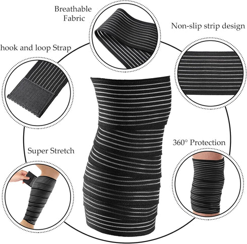 Syhood Sports(12 Pieces,71 Inches) Compression Bandage Wraps for Leg, Elastic Calf Compression Sleeve Ankle Support