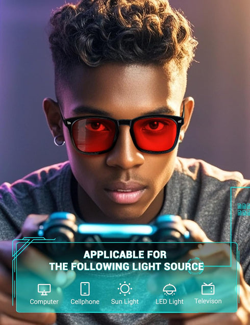 TIJN Blue Green Light Blocking Sleep Glasses with Red Light Lens for Gaming & UV Protection