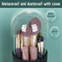 JessLab Makeup Brush Holder Organizer with Lid, 360 Degree Rotatable Spinning Cosmetics Storage Box for Bathroom