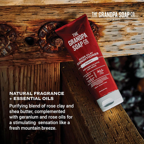 The Grandpa Soap Company Purifying Rose Clay Conditioner, 8 Fl Oz, Vegan & Sulfate Free