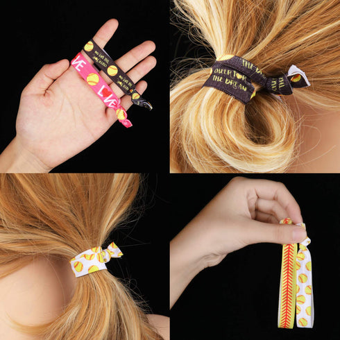 WILLBOND 32 Pcs Softball Hair Ties for Girls, Softball Hair Scrunchies Accessories for Players, Coaches, Teams